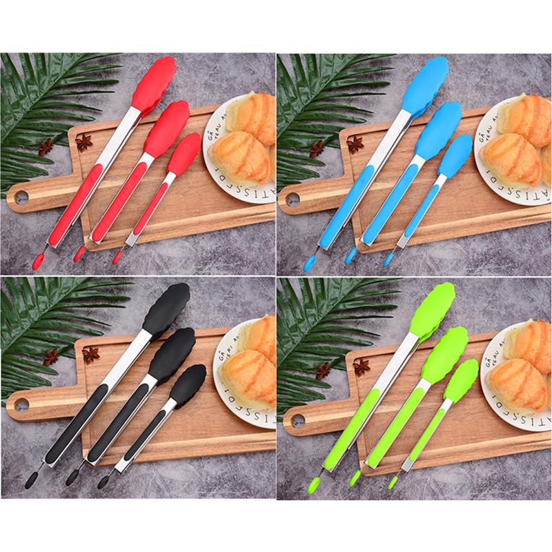 3 Stks/set Hittebestendig Keuken Voedseltangen Food Grade Siliconen Barbecue Tang Serveren Tang Keuken Gereedschap Accessoires