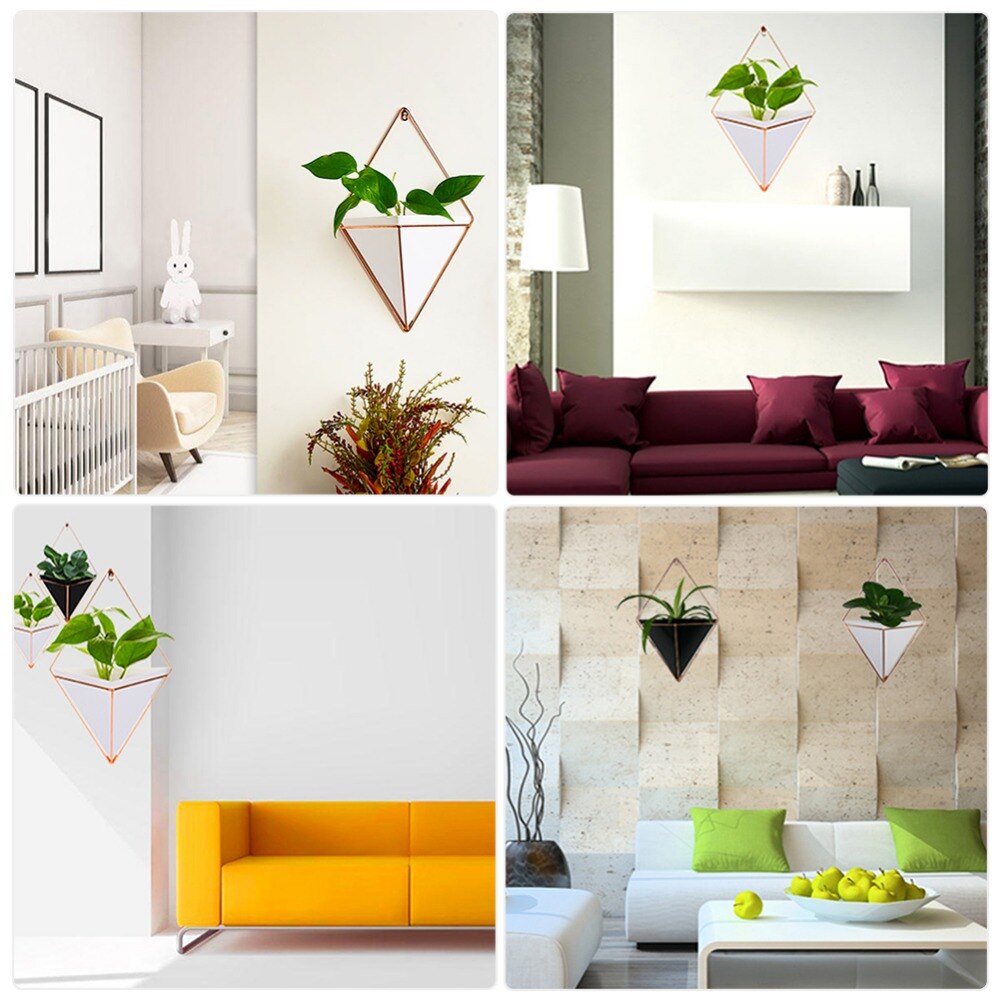 Acrilico Vaso di Fiori di Ferro Flora Hanging Planter Geometrica Vaso di Decorazione Della Parete 35DC19