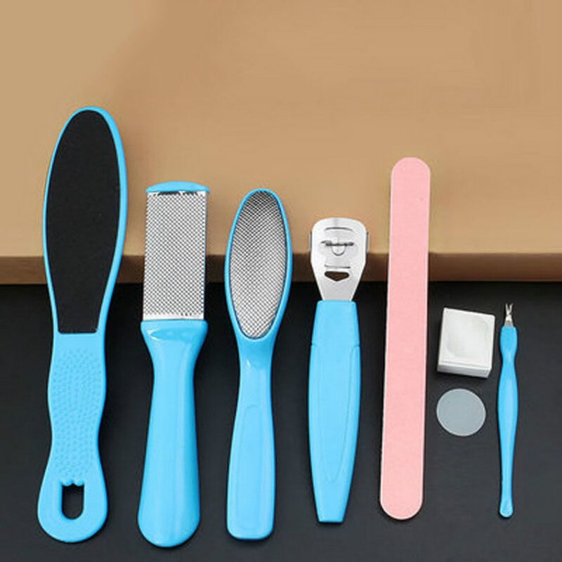 8 st/set manikyr fotvård fil set död hård hud callus remover skrapa pedikyr rasp verktyg fotvård verktygssats rostfritt verktyg