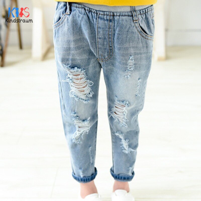 Pantalones vaqueros rasgados para niños y niñas, Vaqueros rasgados de estilo agujero roto, DC069,