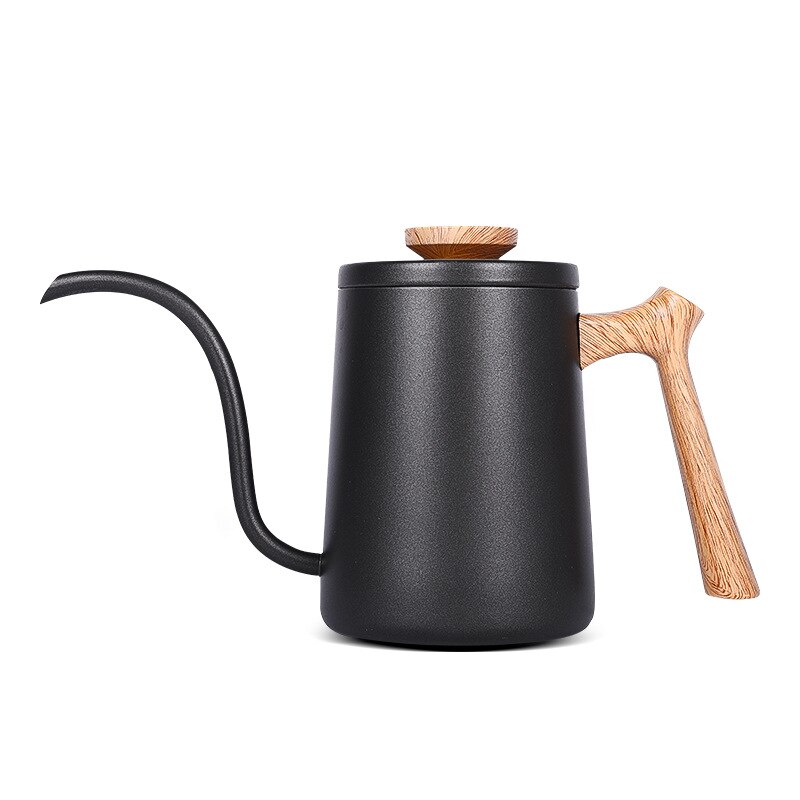 Seluna Houten Handvat Rvs Zwanenhals Waterkoker Hand Drip Koffie Pot Giet Over Koffie Thee Pot Barista Koffie Maker Brouwer: 600ml - Rose Gold