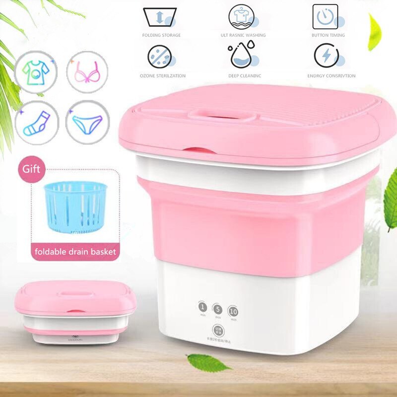 Draagbare Wasmachine, Geluidsarme Bediening met één Knop Opvouwbare Wasmachine 8L voor op Reis voor Panty (EU-stekker