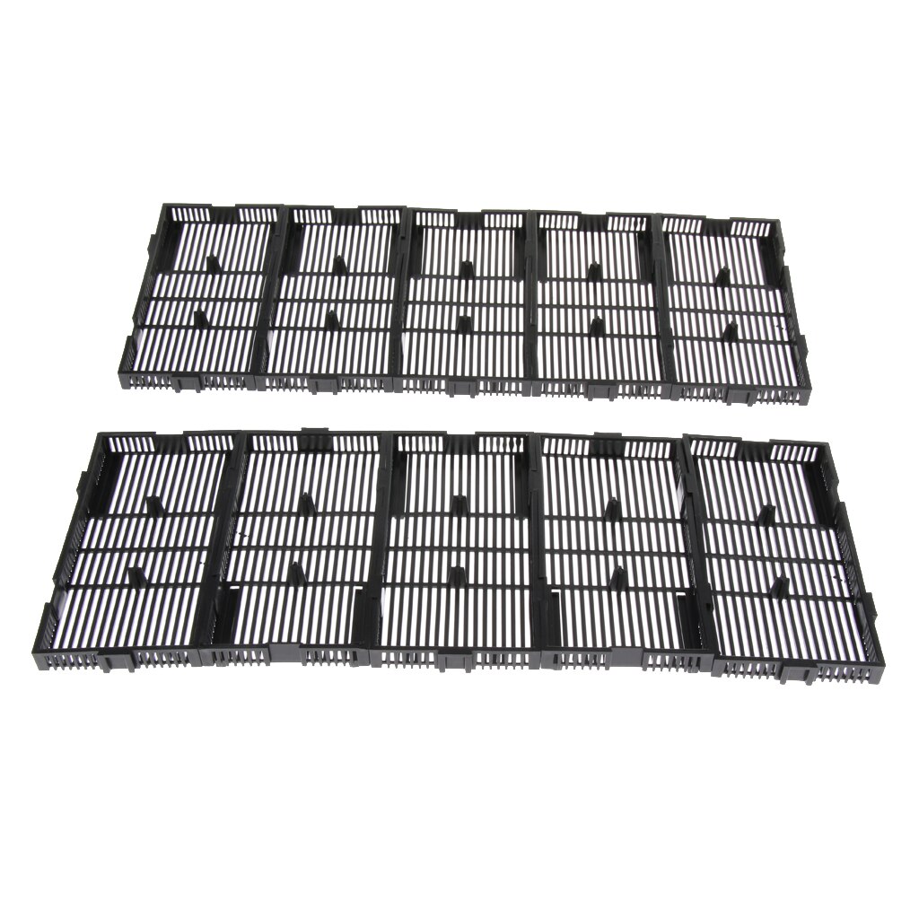 10Pcs Grid Isolate Board Divider Fish Tank Bottom Black Filter Tray Aquarium Crate