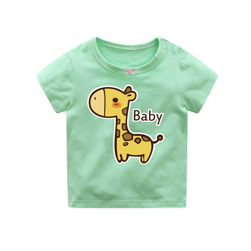 Oklady bebis pojkar flickor t-shirts småbarn sommar tecknat brevtryck t-shirt toppar söt giraff barn flickor bomullströja