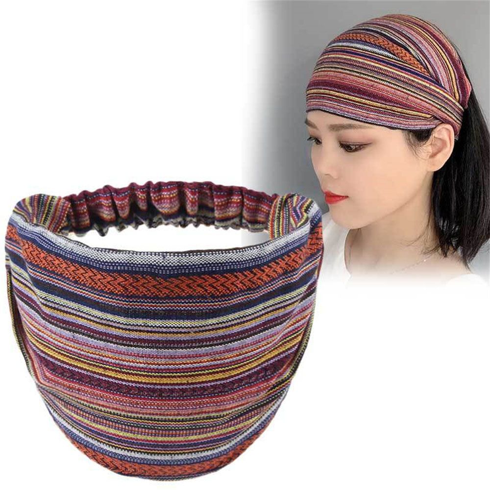 Stil pannband randig hårsjal bred huvudband turban tyg bomull trend elastiska hårband för kvinnor flickor: 5