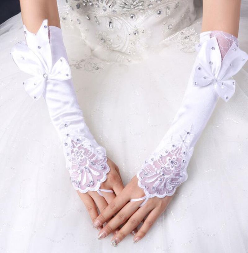 Nbeads Spitze Fingerlose Handschuhe 49cm - Elegante Braut-Armstulpen Für Hochzeit & Party