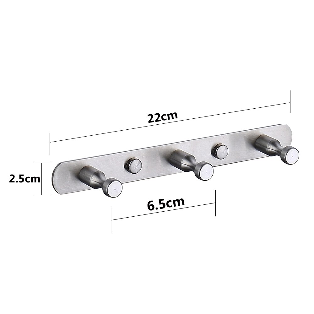 Wire Drawing Hook Wall Mounted 3-7 Holes Hooks Kitchen Wall Door Clothes Towel Hat Row Hooks Robe Hooks Hanger For Hanging: 3-hooks