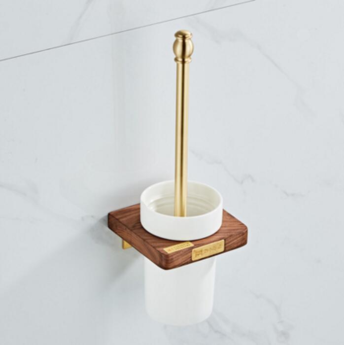 Juego de accesorios de baño, toallero, soporte de papel, barra de toalla, estante de esquina, soporte para escobilla de baño, Set de accesorios de baño dorado cepillado: toilet brush holder