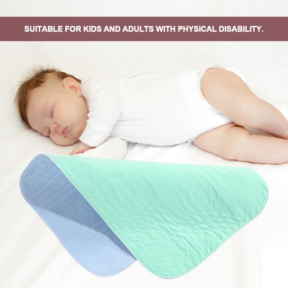 M size blue-green color Reusable Rayon and Polyester Fabric Bed Underpad Washable Waterproof Kids Adult Diaper Incontinent Pad