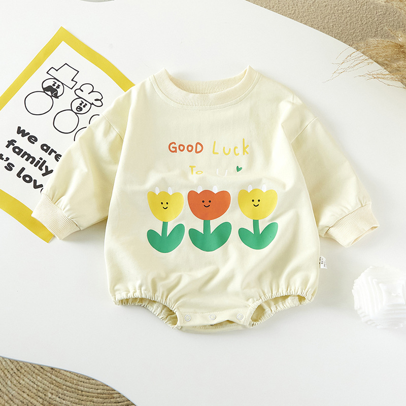 Spring Newborn Infant Kids Baby Girls Boys Hoodie Autumn Causal Bodysuits Long Sleeve Cotton Soft Jumpsuits Outfit 3-24M: Beige / 90(18-24M)