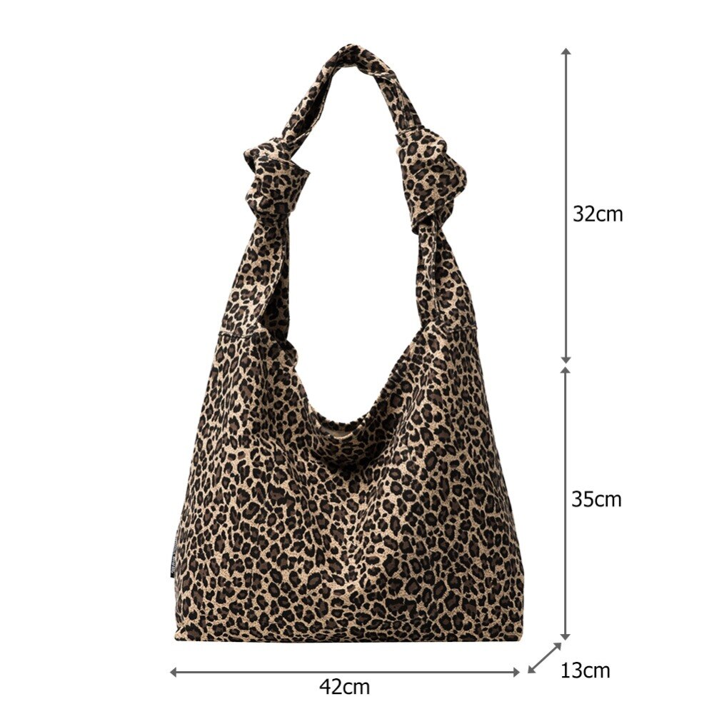 Motif léopard sacs à main pour femmes grande capacité toile sac à bandoulière décontracté femme Shopping sac fourre-tout étudiants livres sac