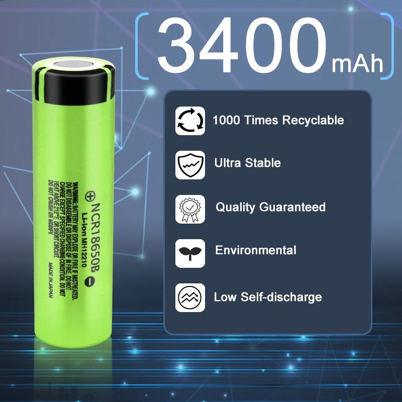 JOUYM 100% Original 18650 Battery NCR18650B 3.7v 3400mAh Lithium Rechargeable Battery For Flashlight Batteries