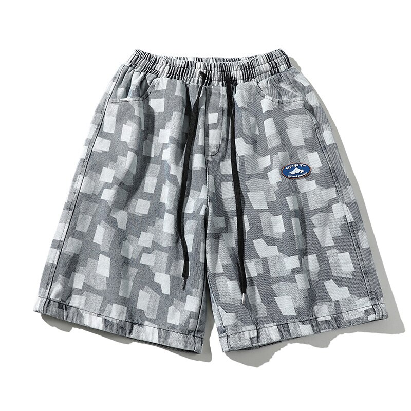 Summer Denim Shorts Loose Leg Casual Knee Length Drawsting Pants