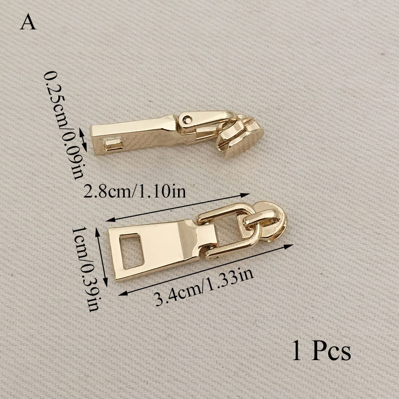 1Pcs 3# Gold Plated Fix Zip Puller/Zipper Pull Sliders Zip Head Zipper Repair Instant Removable For DIY Sewing Craft: Gold A