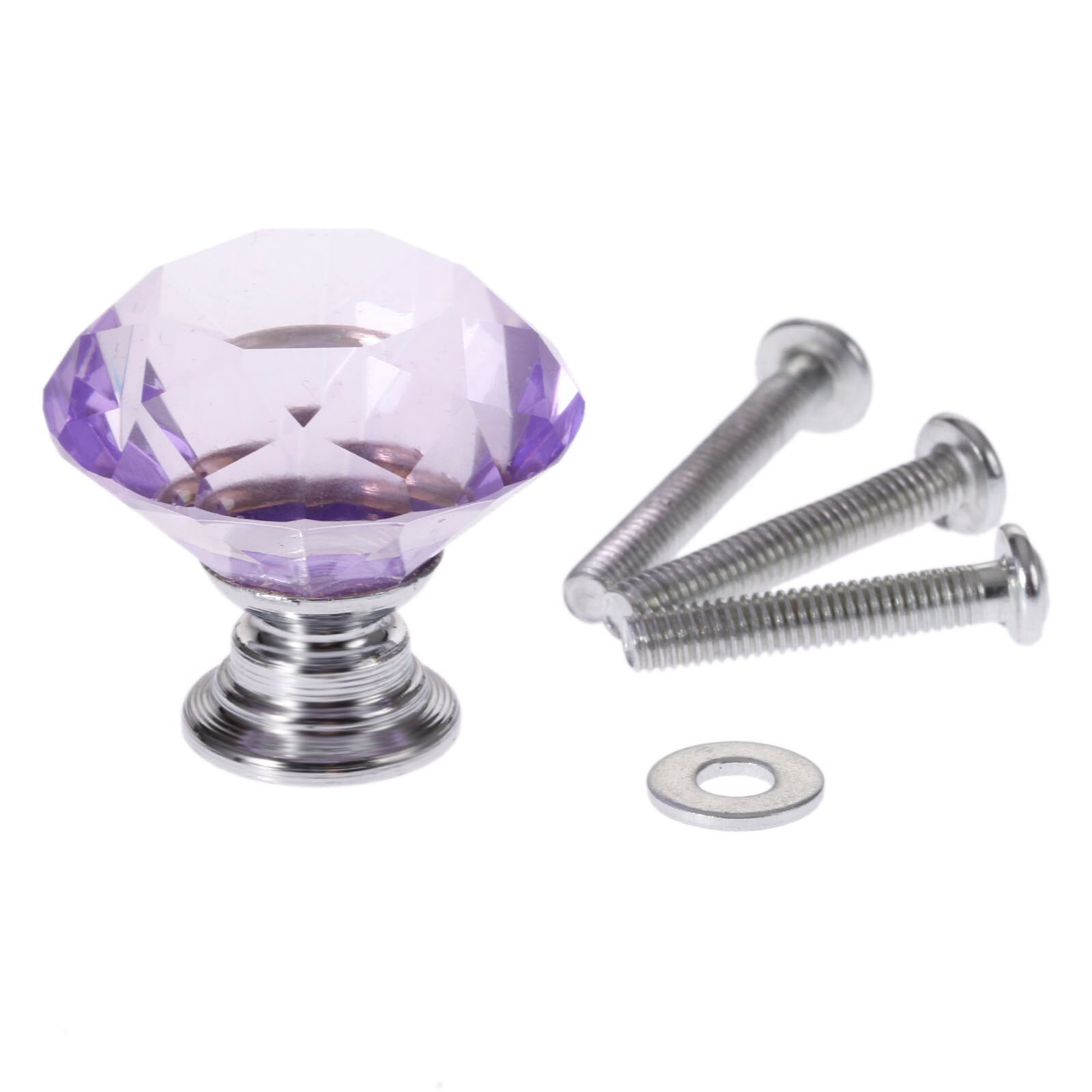 1x lilla krystal glas diamant form skab håndtag knopper køkken skab trækker skuffe knopper møbel håndtag hardware