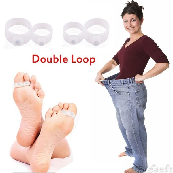 2 paia = 4 pezzi dimagranti perdere peso strumento di cura Silicone massaggio magnetico anelli punta del piede