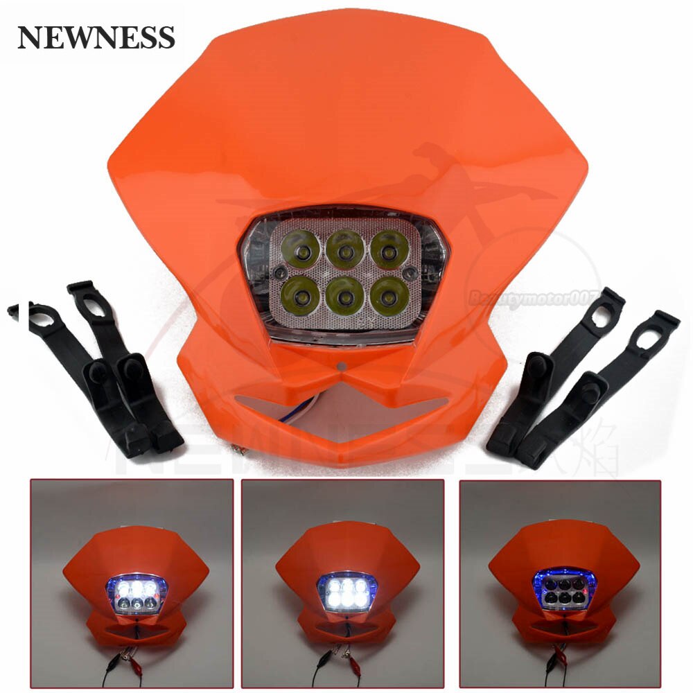 Universal Motocross faros LED lámpara Enduro para KLX KDX RMZ DRZ DR XR YZ CR EXC XCF SMR: Orange
