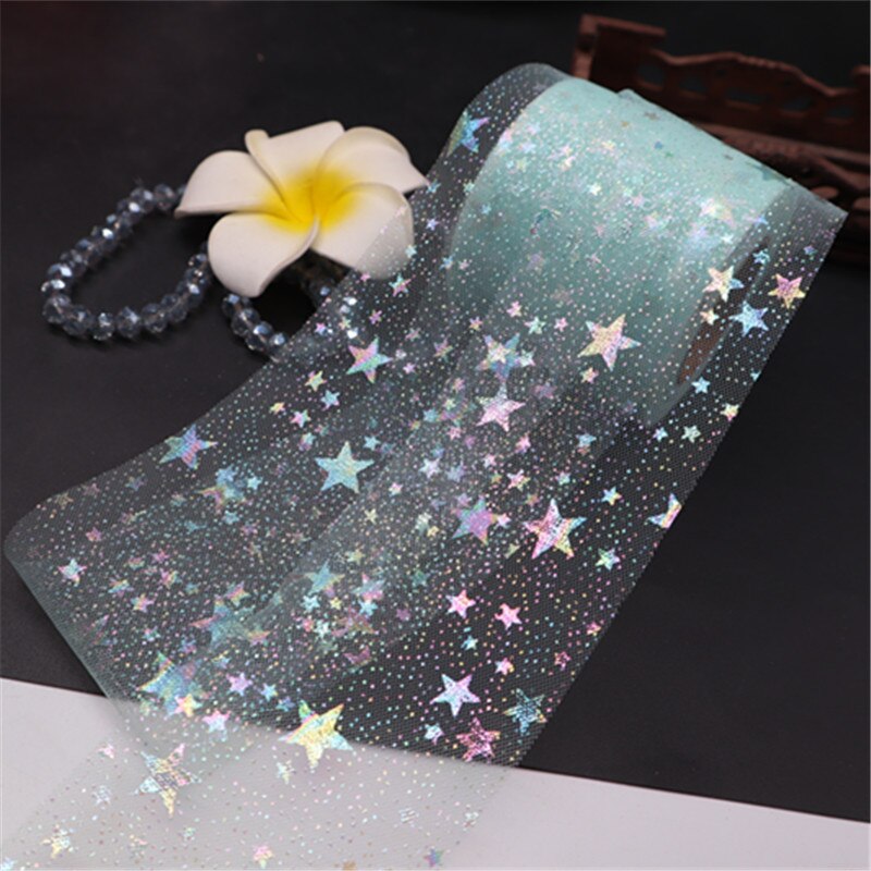 25 yard/rulle regnbue glitter tyl rulle pailletter krystal organza gennemsigtigt stof gør det selv håndværk tutu nederdel hjem bryllup dekoration: Tiffany grøn