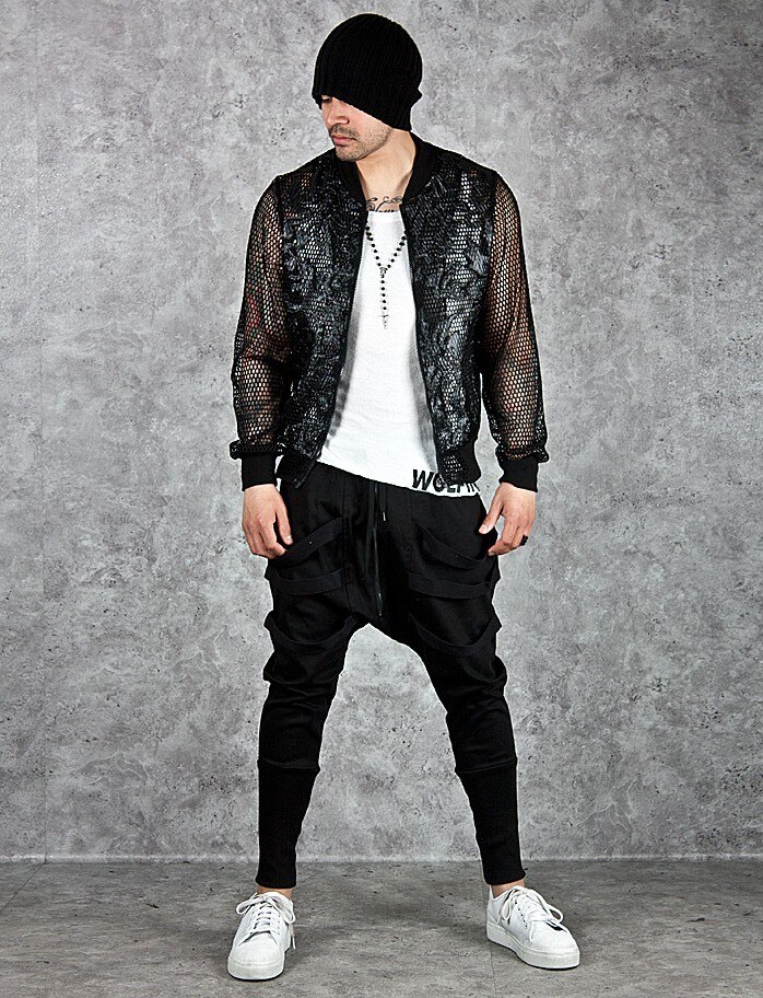 Pantalon sarouel pour homme, style Hip Hop, Baggy, Cross, Streetwear, tendance, ruban noir, jogging