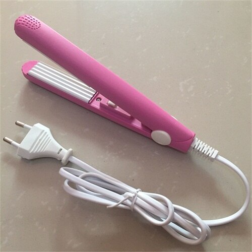 Mini krøller hår glattejern pink keramisk krøllejern bølgepap hår strygejern styling værktøj volumen krøllejern eu: Pink bølgepap