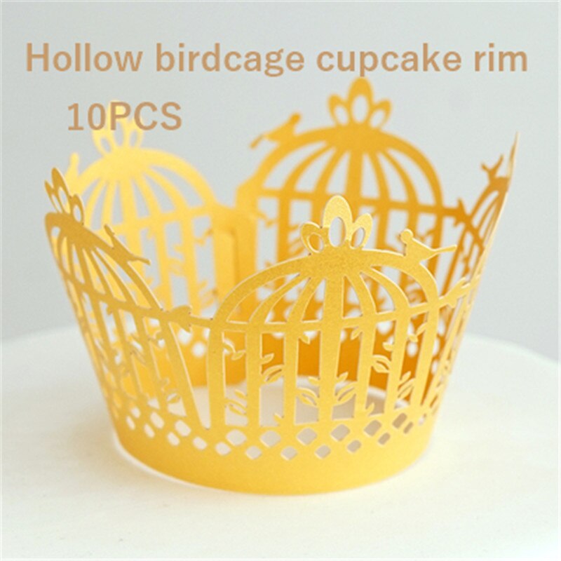 Cup Cake Grens Bos Art Papier Houder Parelmoer Papier Hollow Birdcage Cupcake Grens: 7