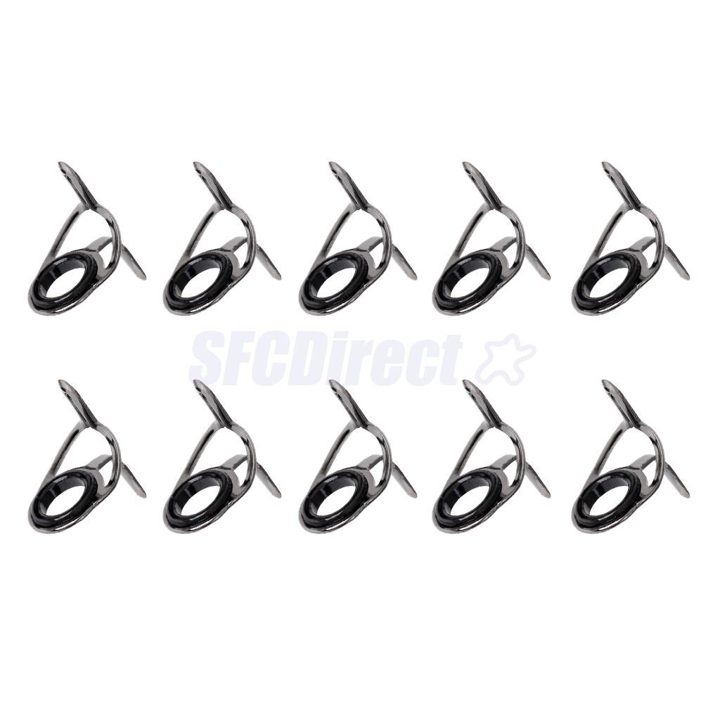 10Pcs Ceramic Rod Eye Rings Fishing Rod Guides Tip Stainless Steel Frame Rod Tips Building Component: Size 8
