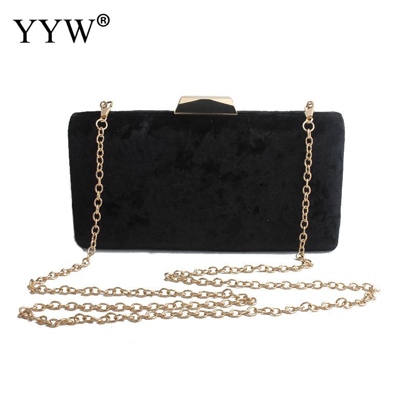 Frauen Samt Braut Kupplung Abend Prom Hochzeit Schulter Kette Tasche Handtasche Abnehmbare Kette Für Hochzeit Cocktail Party Samt: schwarz