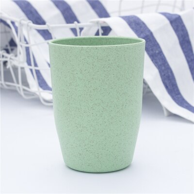 Plastic Wheat Straw Tea Cup Eco-Friendly Plastic Cup Coffee Tea Milk Drink Cup Toothbrush Cup for Bathroom Kitchen Cup: Green