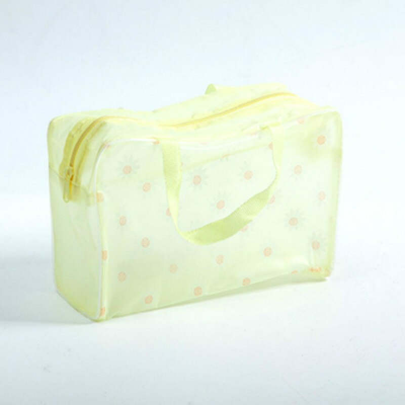 Women Zipper Makeup Case portable Travel Transparent Cosmetic Bag Make Up Bags Handbag Organizer Storage Pouch Toiletry Wash Bag: Yellow