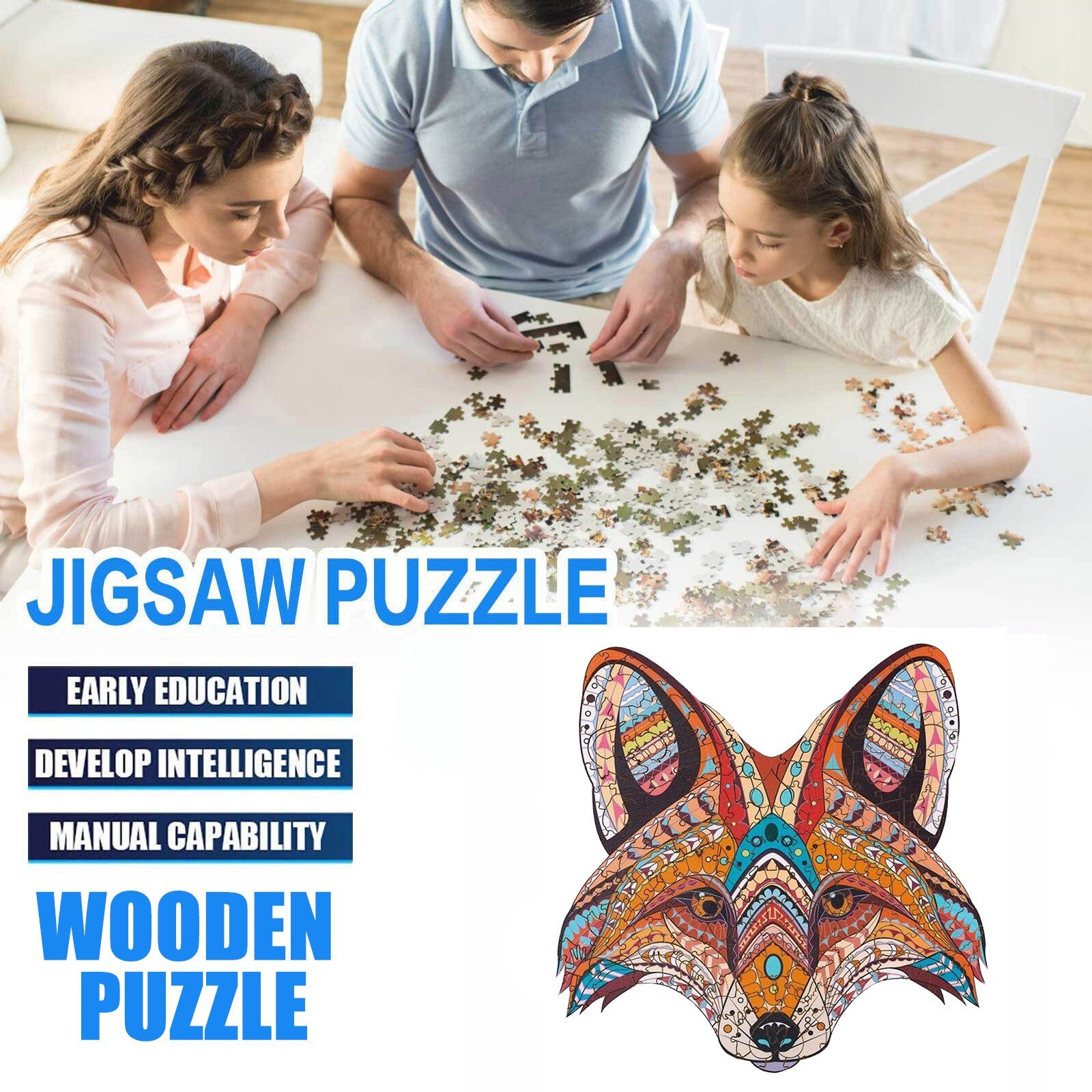 Houten Dier Puzzel Onregelmatige Puzzel Unieke Vos Vorm Stukken Cadeau Voor Volwassenen En Kinderen Educatief Interactieve