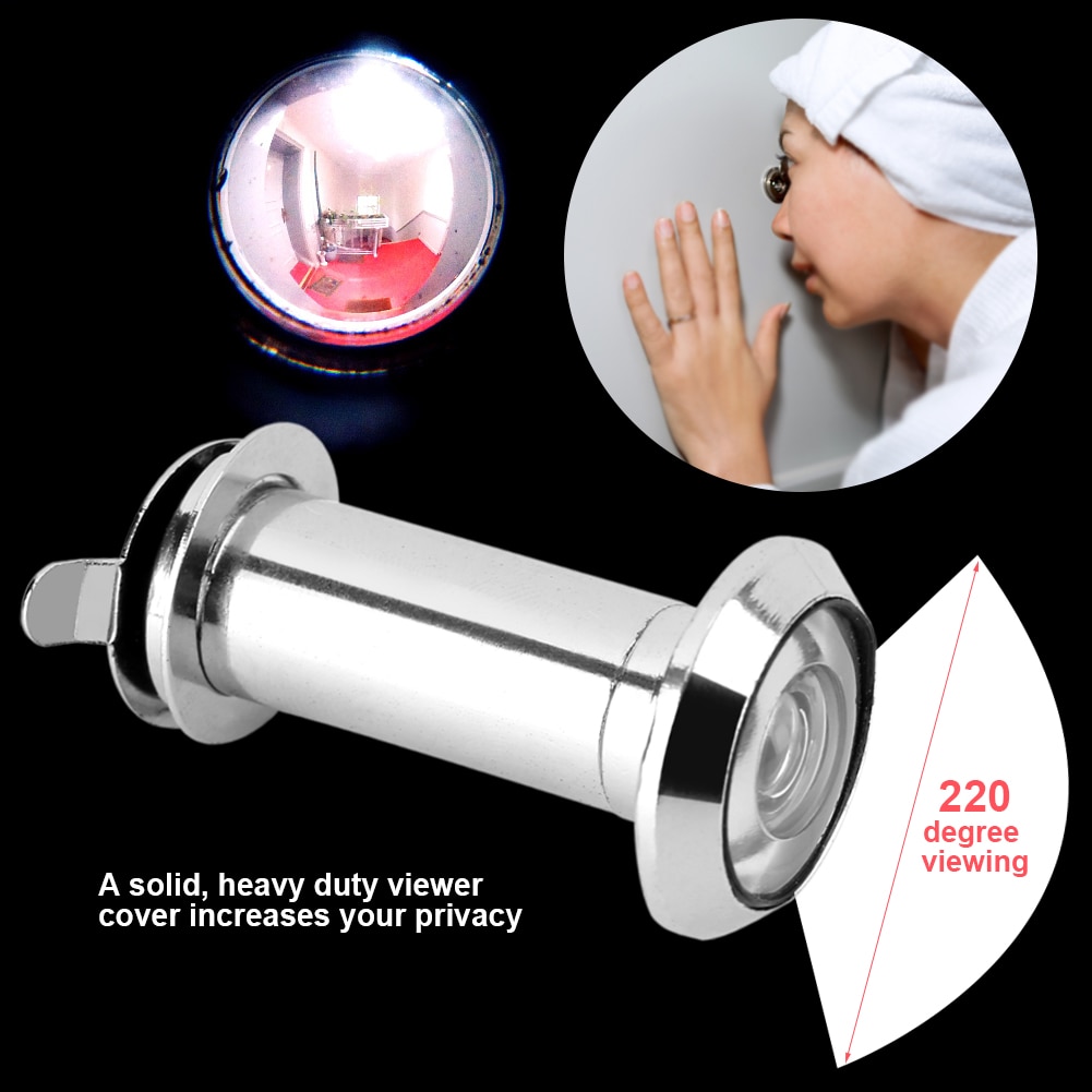 Door Viewer 14mm 220-degree Peepholes Zinc Alloy Adjustable Anti-Theft Eye Security Wide Viewing Angle with Duty Cover