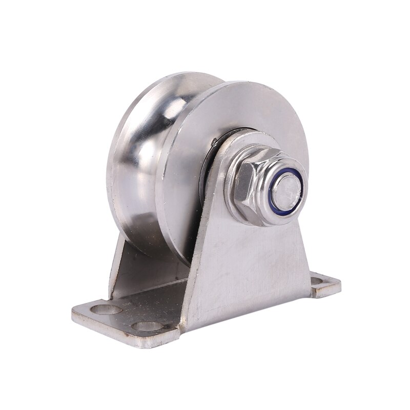 1Pack U-Type Stainless Steel Pulley Block Mute Bearings Groove Sliding Roller Track Wheel