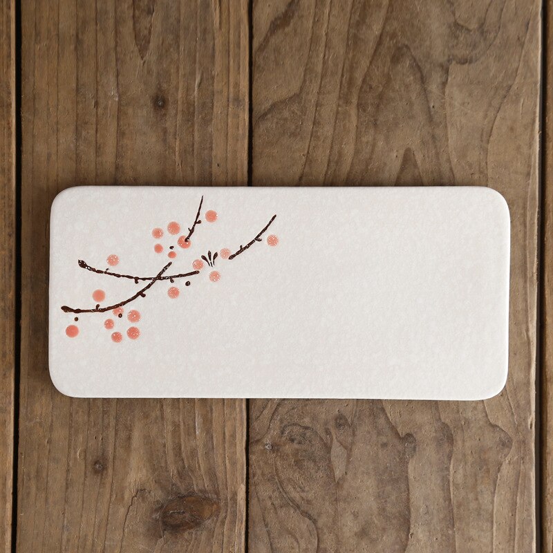 Japanese Style Rectangle Sushi Plate Ceramic Underglaze Cake Fruit Dessert Flat Plate Restaurant Cold Dish Tableware: C