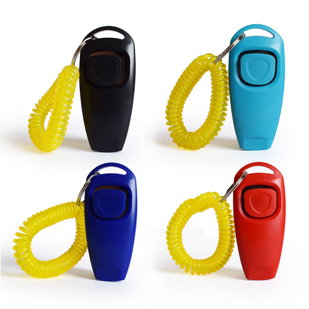 2 in 1 fluitje combo hondenklikker 4 stuks hondentrainingsklikkers huisdier trainer klik sleutelhanger huisdier training controle polsband accessoire