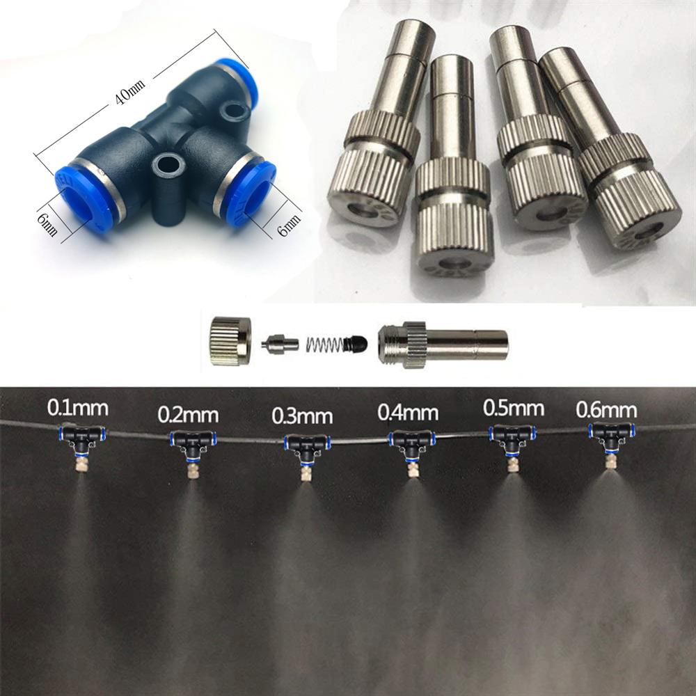 10 Pcs Quick Duwen Nozzles Nickeled Beslaan Spray Sprinkler Verneveling Tuin Nozzle Voor Verneveling Cooling Systeem 1/4 "Inch