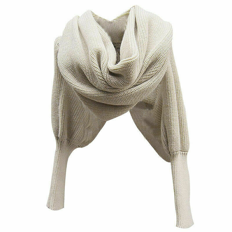Écharpe Poncho pour femmes, écharpe châle en tricot, à manches longues, à la , hiver vêtement enveloppant à manches longues