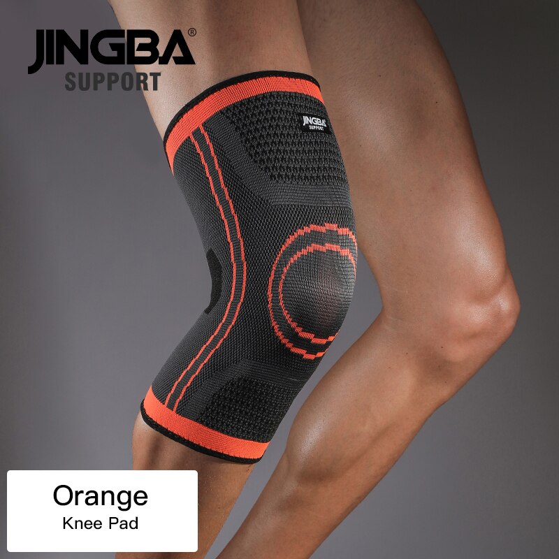 JINGBA SUPPORT Sports protective gear 1PCS Nylon basketball knee protector +wristband Support+ankle support+Elbow pads+hand guar: Orange Knee pad