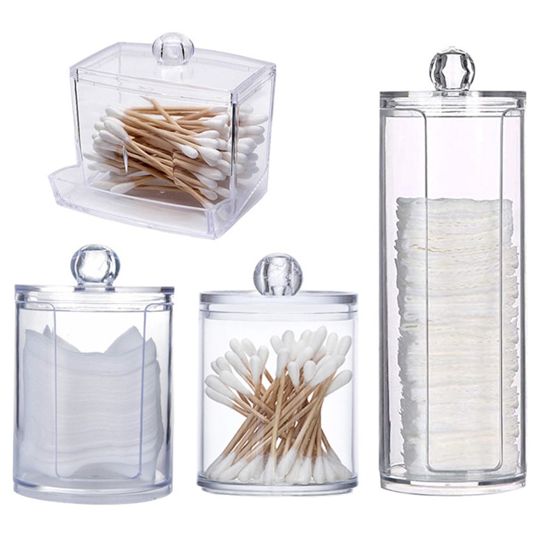 Acrylic Cotton Swab Cotton Storage Box Portable Transparent Dustproof Cosmetic Container Jewelry Storage Box