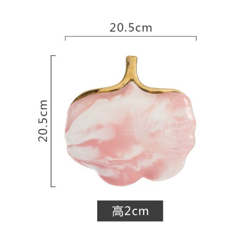 Eenvoudige Gloden Marmer Keramische Schotel Soep Rijstkom Salade Sieraden Opbergvak Decoratieve Servies YHJ021104: leaf plate-pink-S