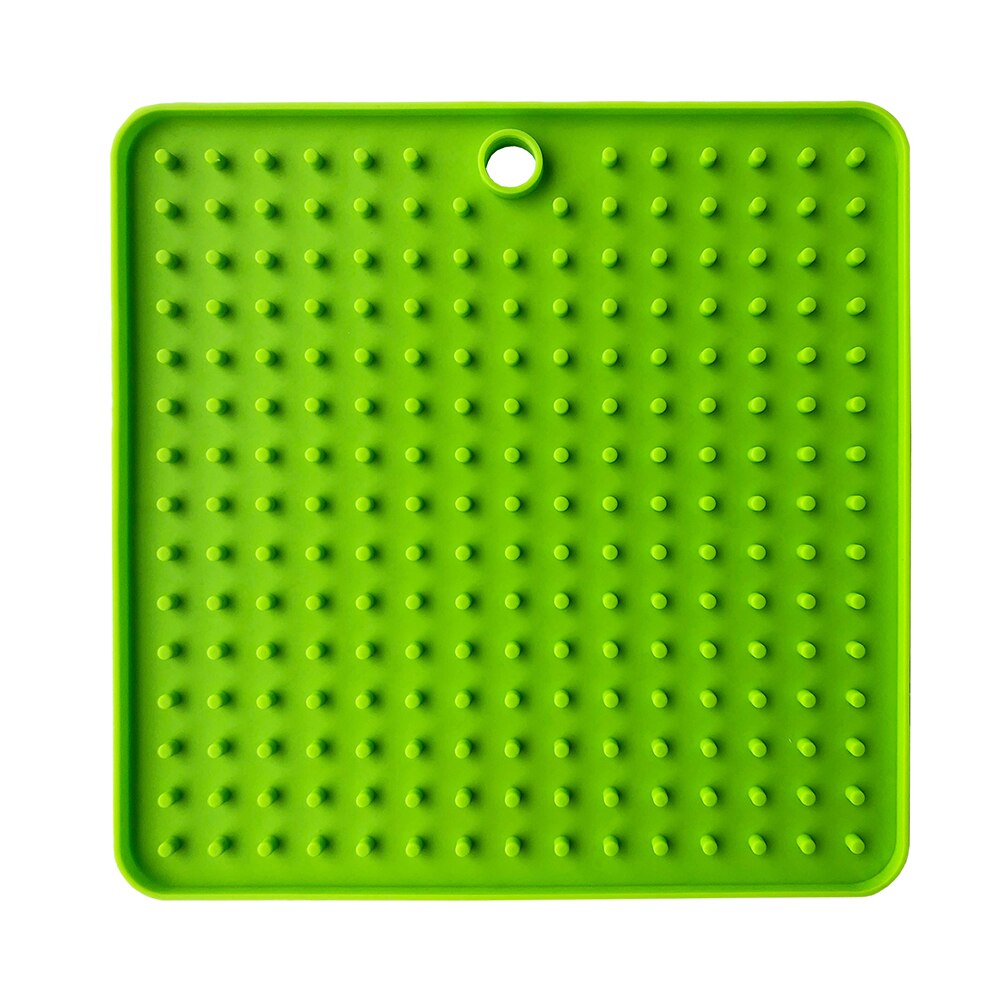 Mat Voor Hond Feeding Kom Siliconen Hond Voeden Lick Pad Hond Feeder Behandelen Doseren Mat Honden Katten Slow voedsel Bowls #15: square green