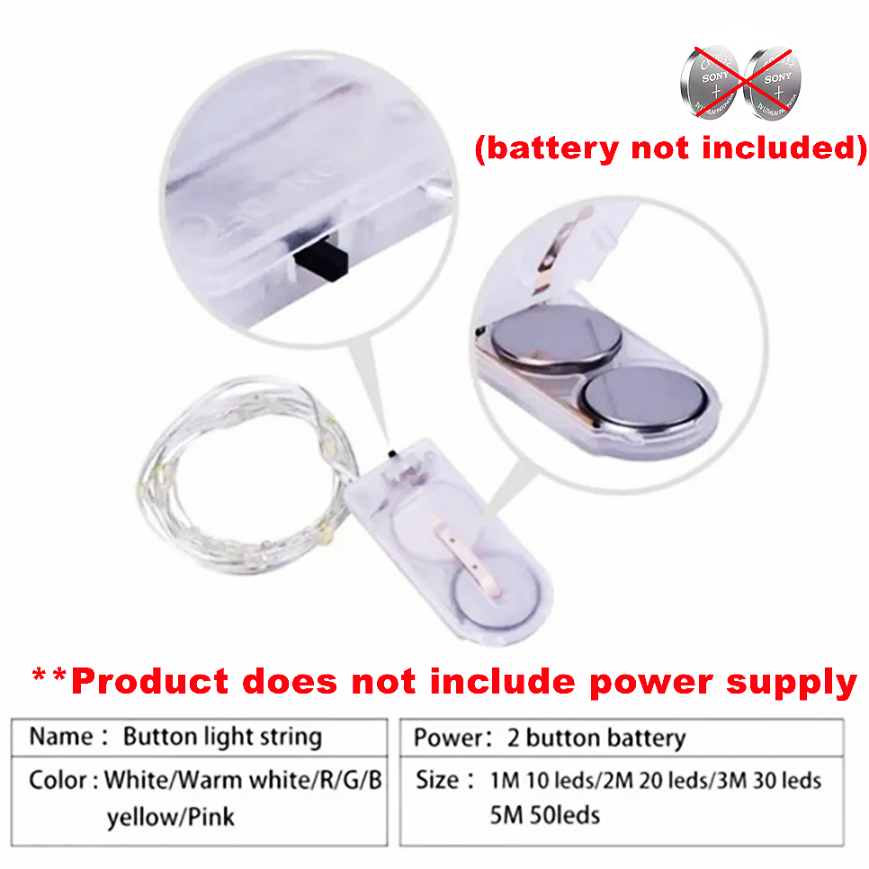 10LEDs/M Led Copper Wire Fairy Light 3V White LED String Lights Battery DIY Wedding Party Christmas Decoration Wreath Lights