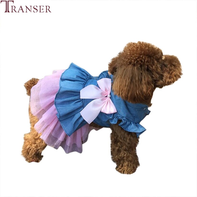 Transer Jeans Pet Dog Tutu Jurk Strik Puppy Prinses Jurk Party Hond Jurk Trouwjurk Huisdier Kleding 90610
