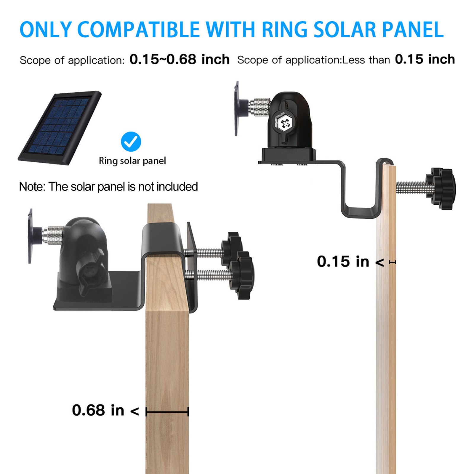 Gutter Mount Holder for Ring Solar Panel Outdoor 360 ° Rotating Viewing Angle Wall Mount