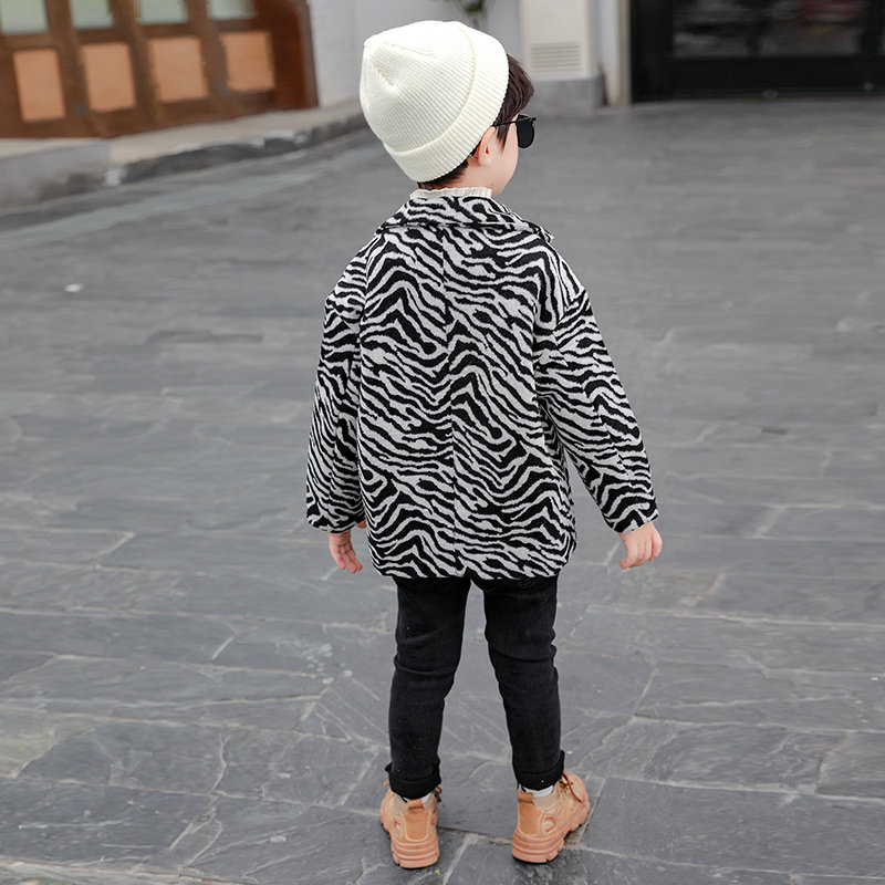 Chaqueta de lana de camuflaje con raya de tigre para niños y niñas, abrigo de mezcla, cálido, para invierno,
