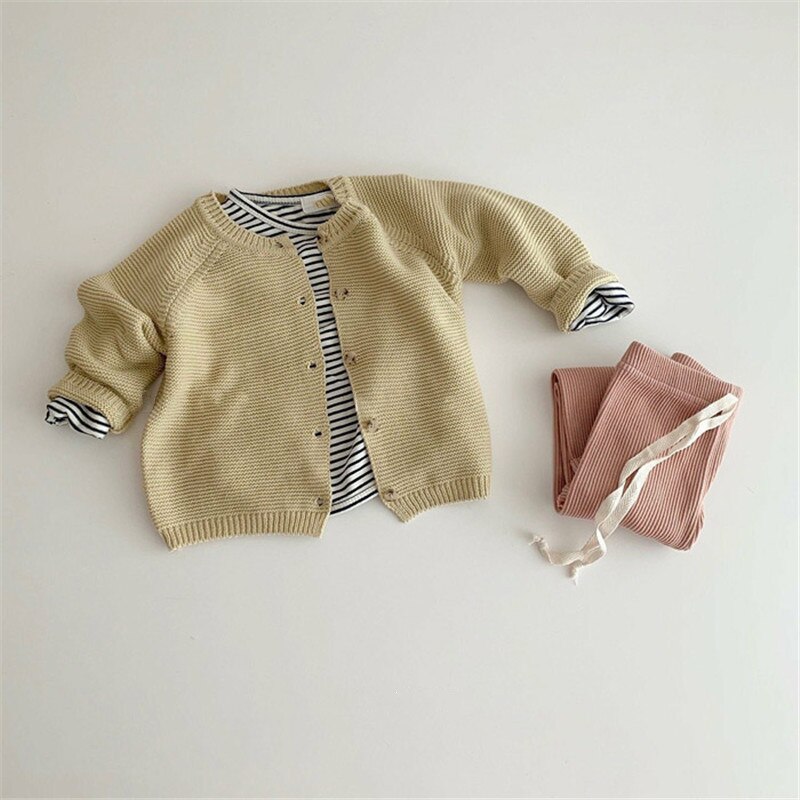 Baby drenge piger cardigan efterårs bomuldstrøje toppe baby børnetøj børn strikket vintertøj 0-2 år spædbarn