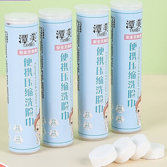 Portable Compressed Washcloth Disposable Compressed Towel Travel Tube Loaded Candy Particles Towels Bathroom Hand Towel