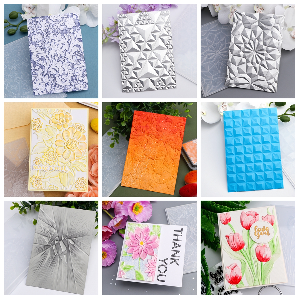 Plantillas de patrones de fondo de carpeta en relieve 3D de tulipanes y flores para hacer tarjetas de álbum de recortes DIY