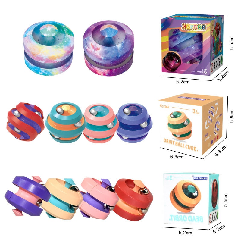 Stress Relief Cube Rotierenden Marmor Track Metall Perle Orbit Fingertip Unendlichkeit Spinner Entlasten Zappeln Flipper Puzzle Spielzeug für Kinder