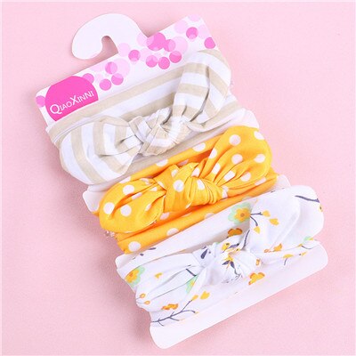 3Pcs Kids Floral Headband Girls Baby Elastic Bowknot Accessories Hairband Set baby headband A20: Yellow