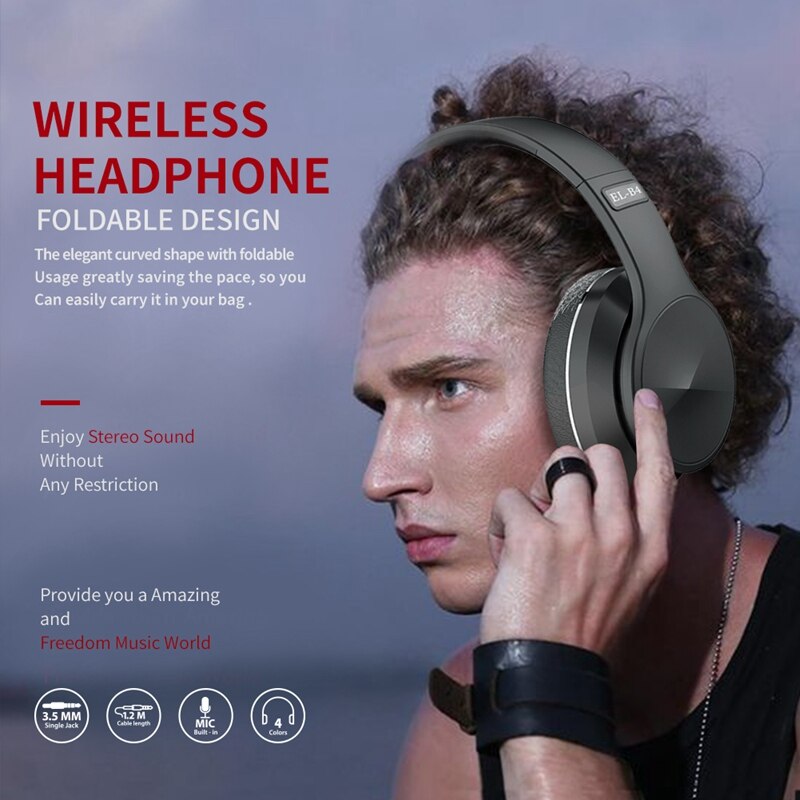 Jabs Opvouwbare Draadloze Bluetooth 5.0 Hoofdtelefoon Sport Headset B4 Stereo Muziek Mic Hoofdtelefoon Voor Iphone Smartphone-Oranje